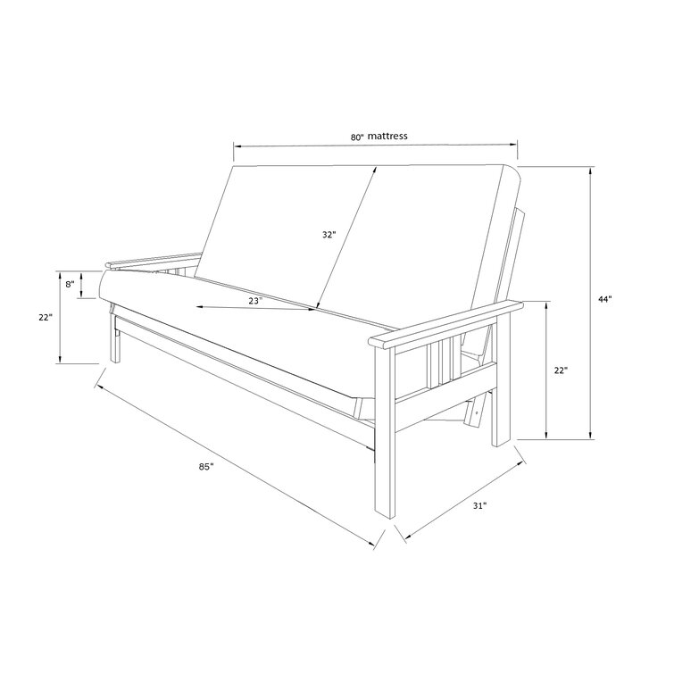 Full size futon deals measurements